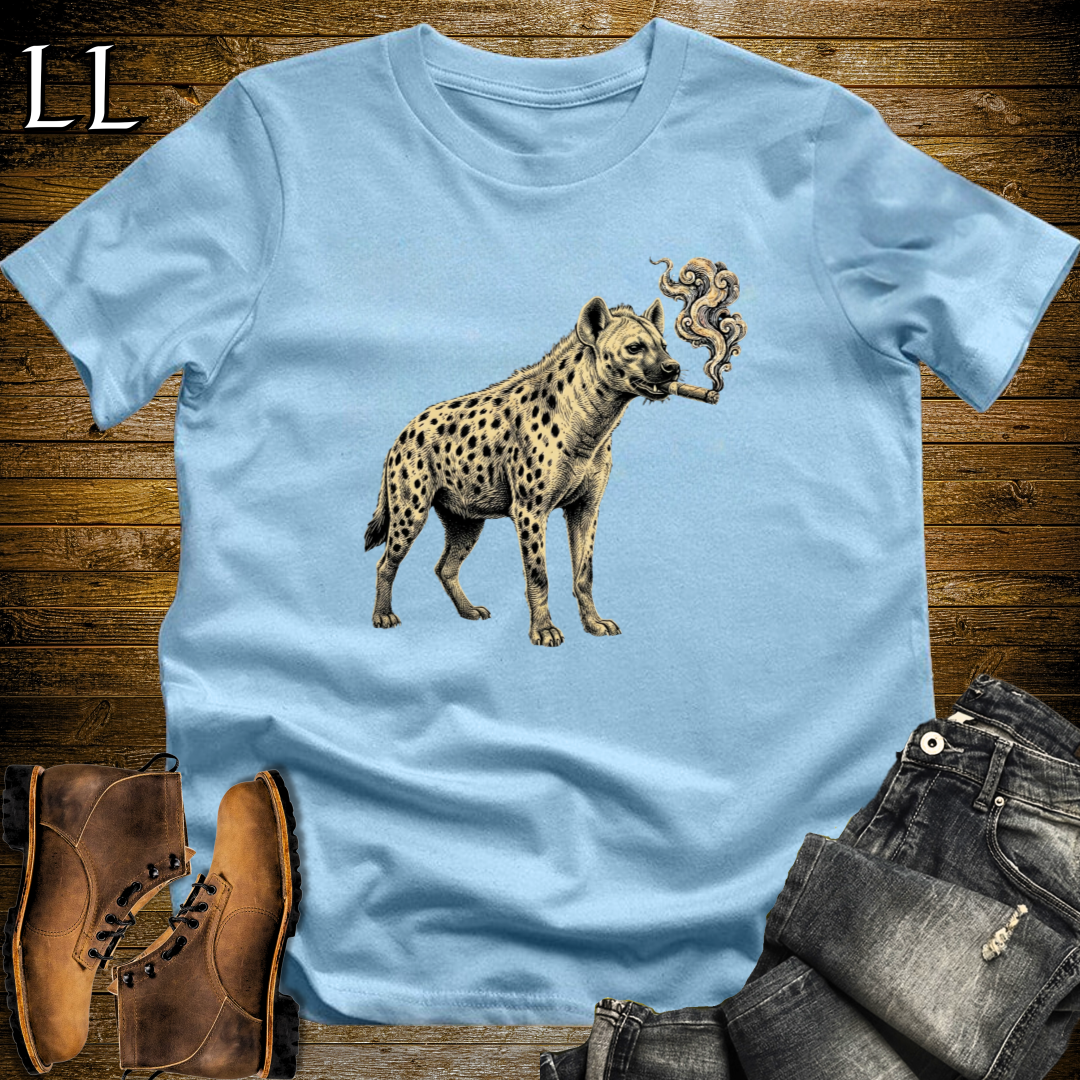 Vintage Cigar Hyena T-Shirt Light Blue | Cigar Lover Gift Tee