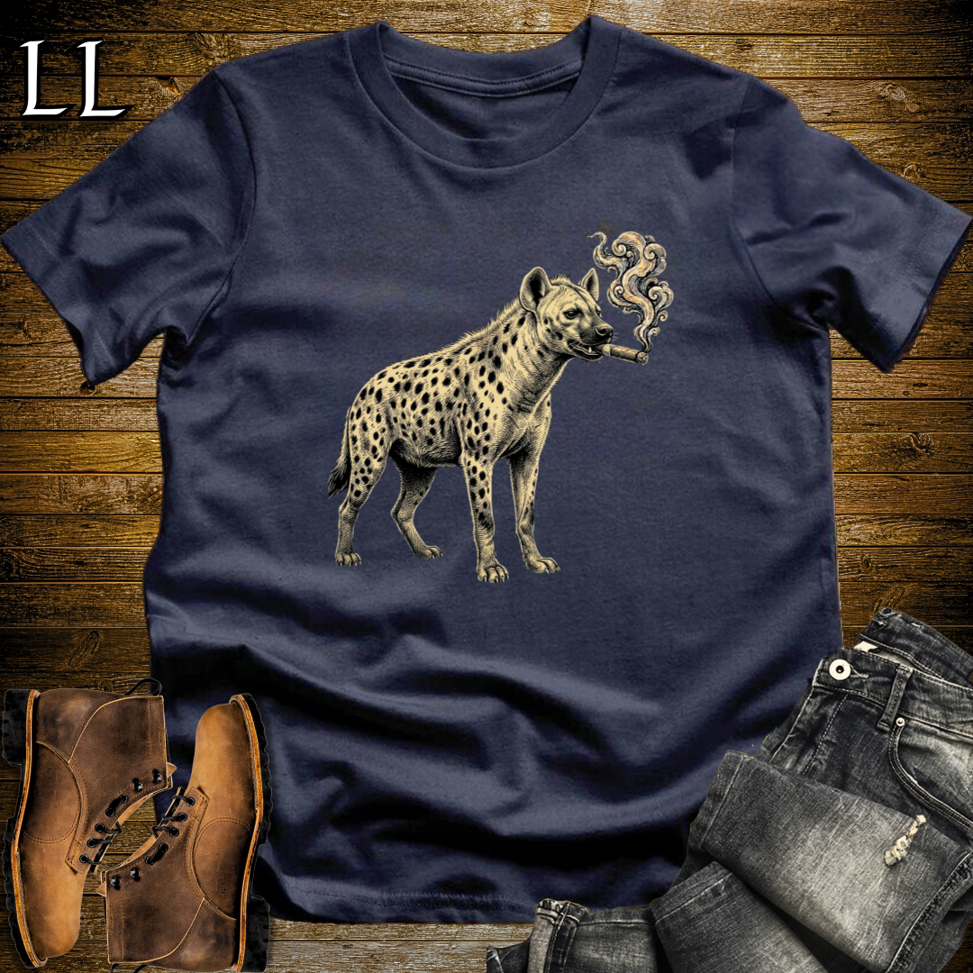 Vintage Cigar Hyena T-Shirt Navy | Cigar Lover Gift Tee