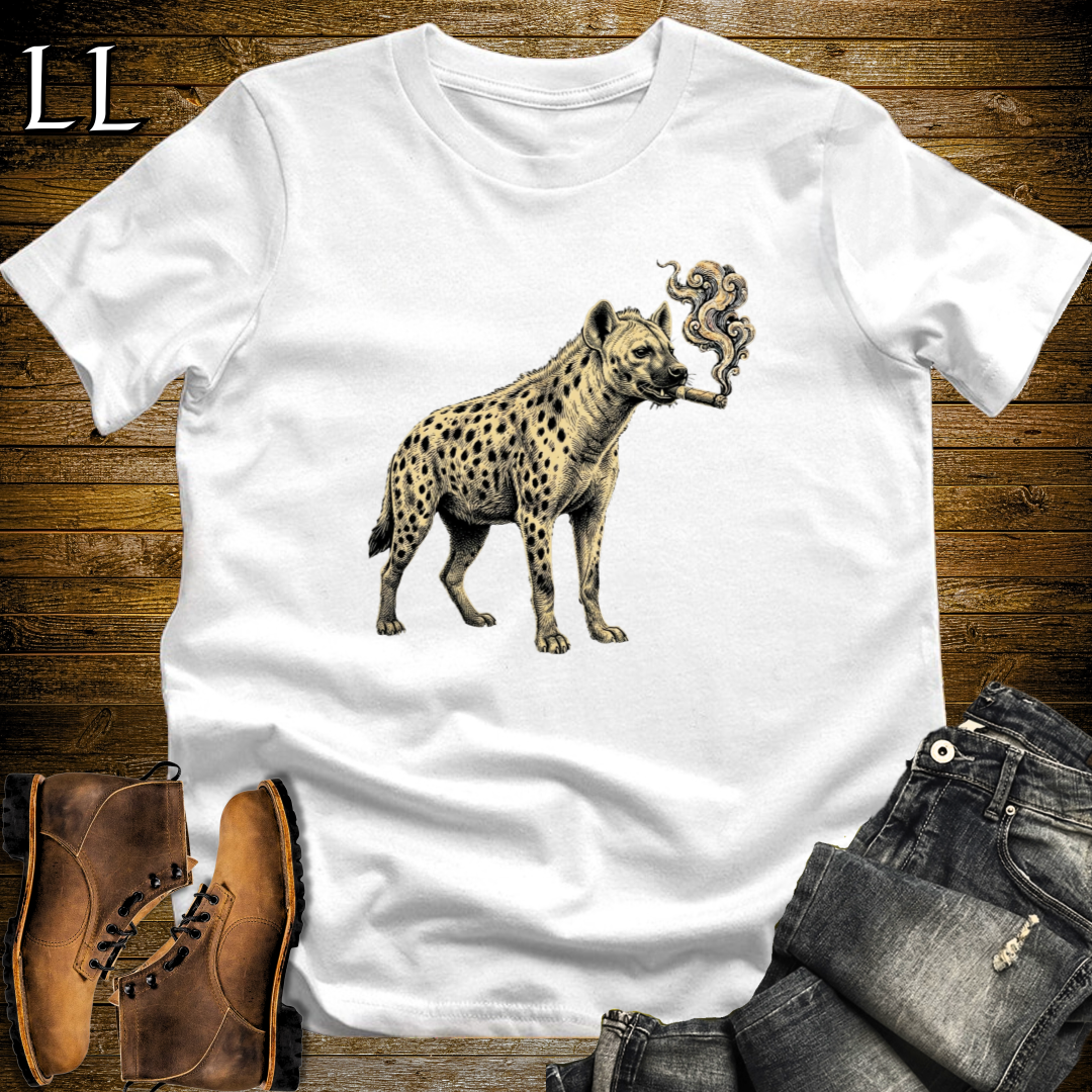 Vintage Cigar Hyena T-Shirt White | Cigar Lover Gift Tee