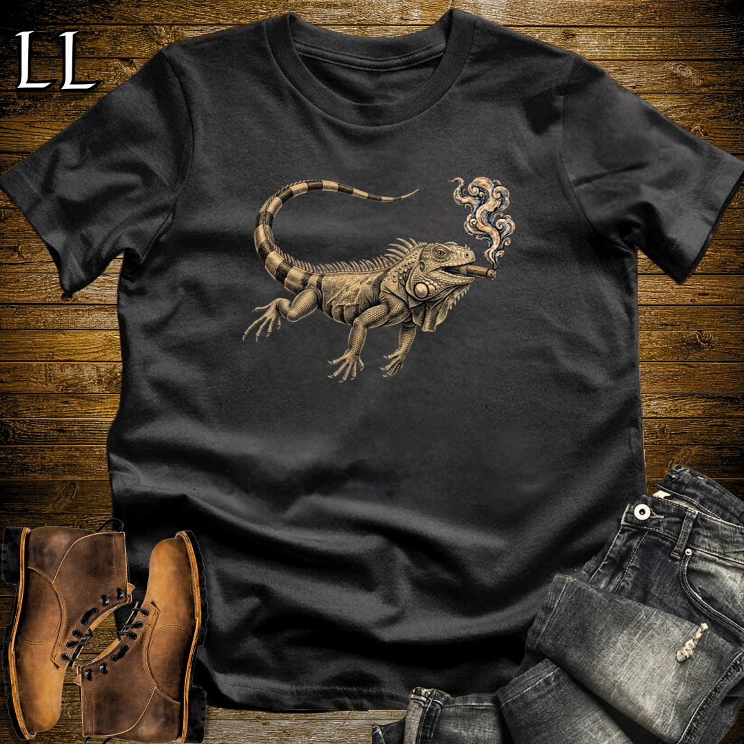 Vintage Cigar Iguana T-Shirt Black | Cigar Iguana Graphic Tee