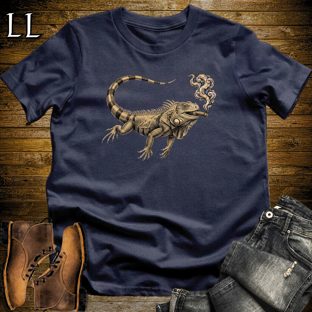 Vintage Cigar Iguana T-Shirt Navy | Cigar Iguana Graphic Tee