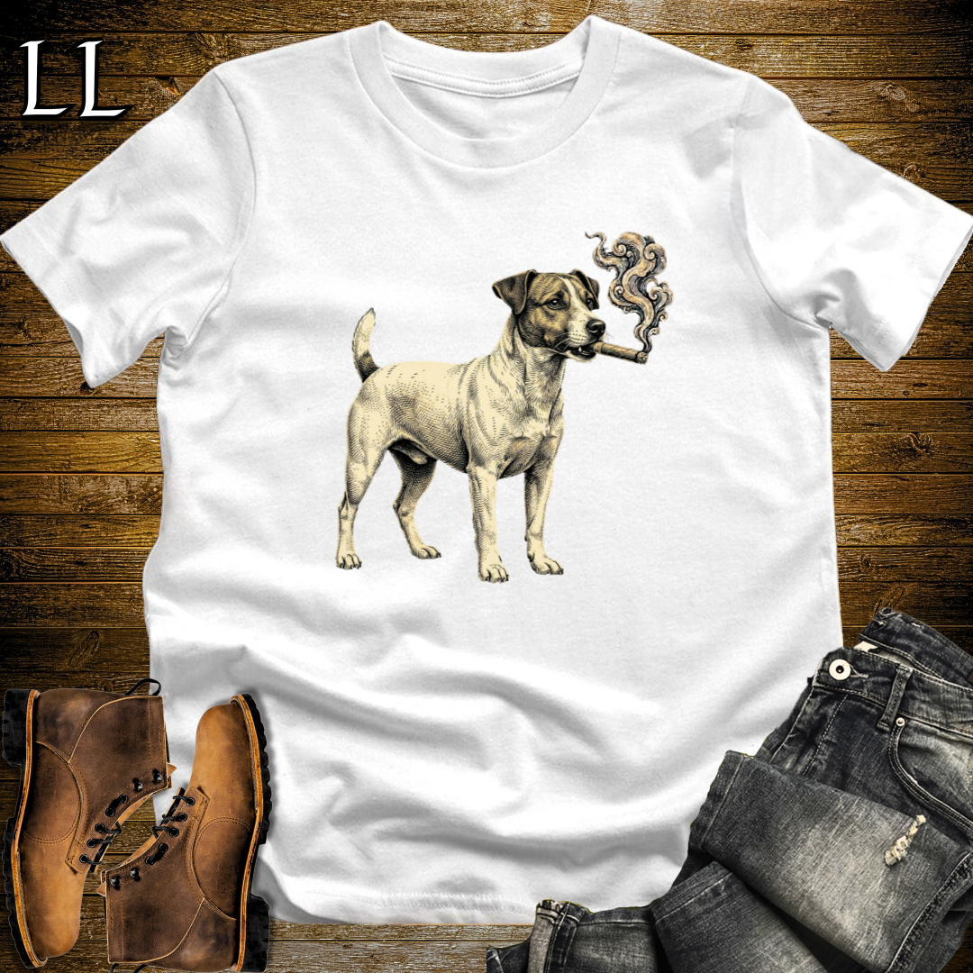 Vintage Cigar Jack Russell Terrier T-Shirt White | Cigar Dog Lover Gift Tee