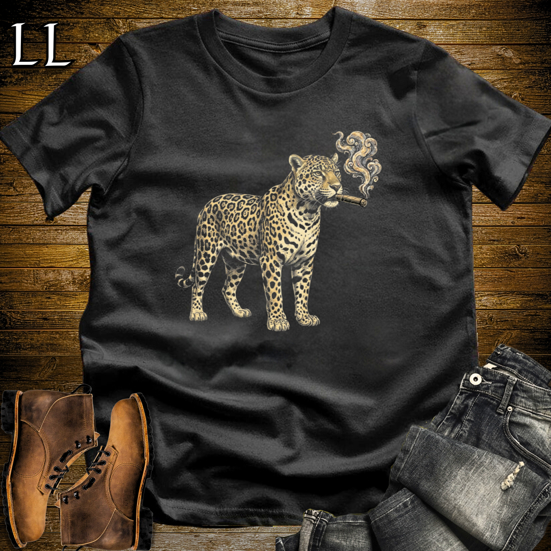 Vintage Cigar Jaguar T-Shirt Black | Cigar Lover Gift Tee
