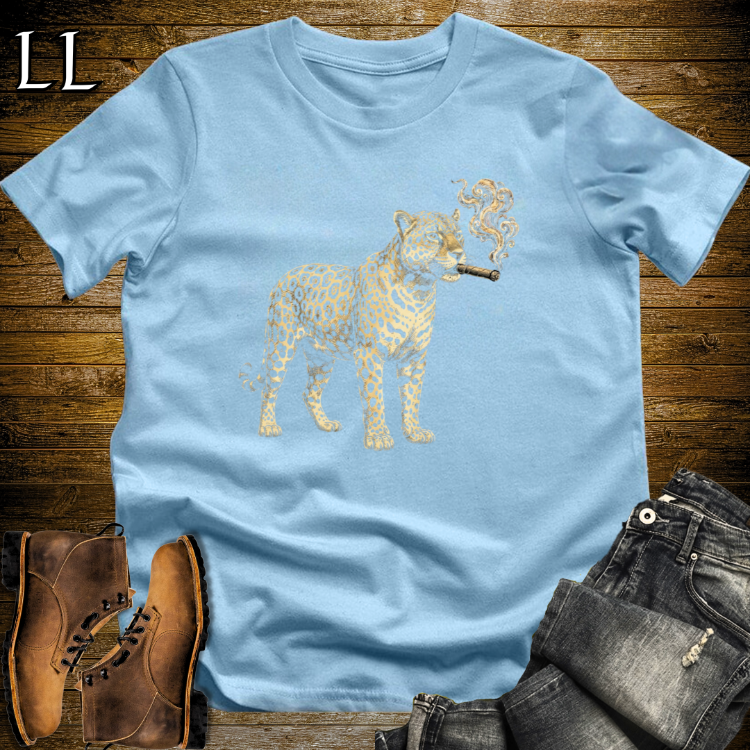Vintage Cigar Jaguar T-Shirt Light Blue | Cigar Lover Gift Tee