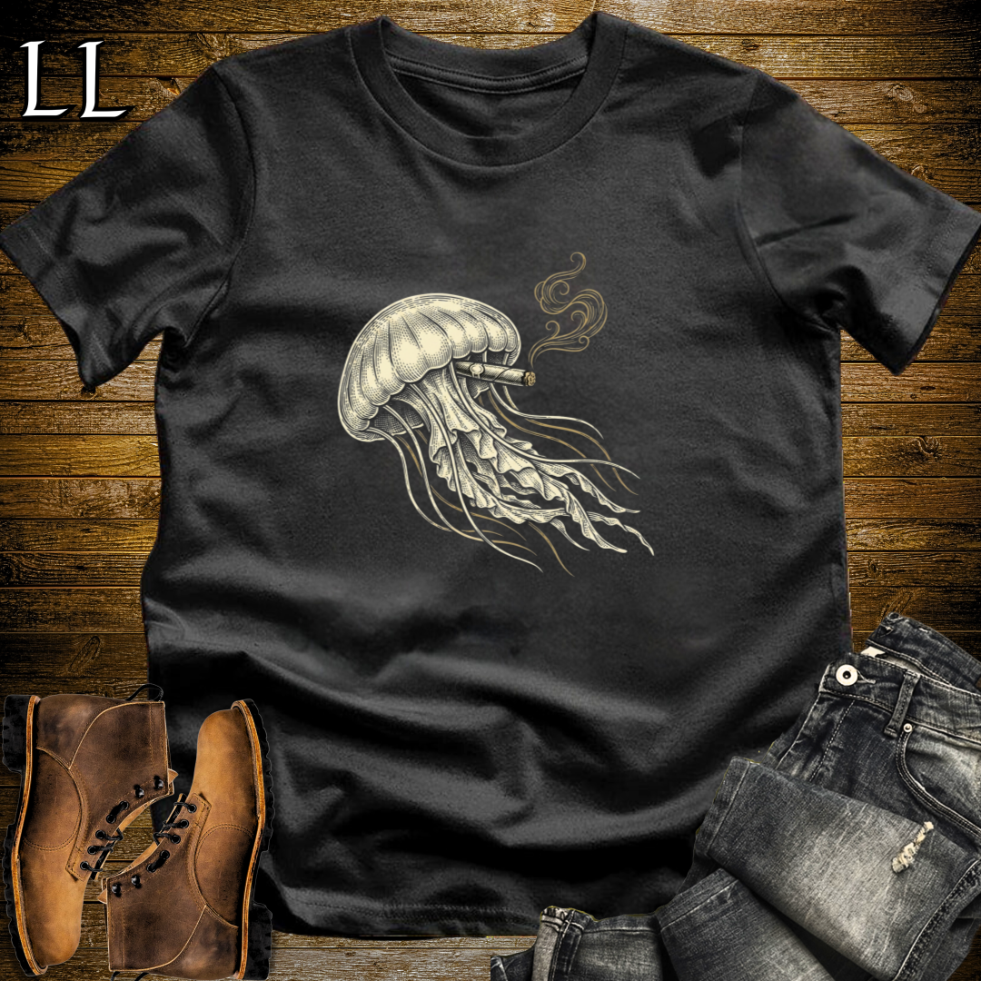 Vintage Cigar Jellyfish T-Shirt Black | Cigar Jellyfish Graphic Tee