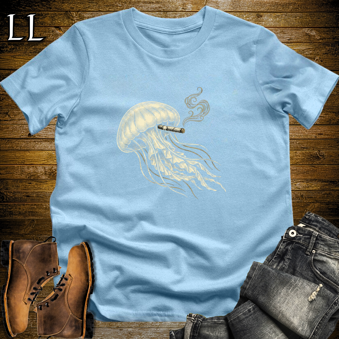 Vintage Cigar Jellyfish T-Shirt Light Blue | Cigar Jellyfish Graphic Tee