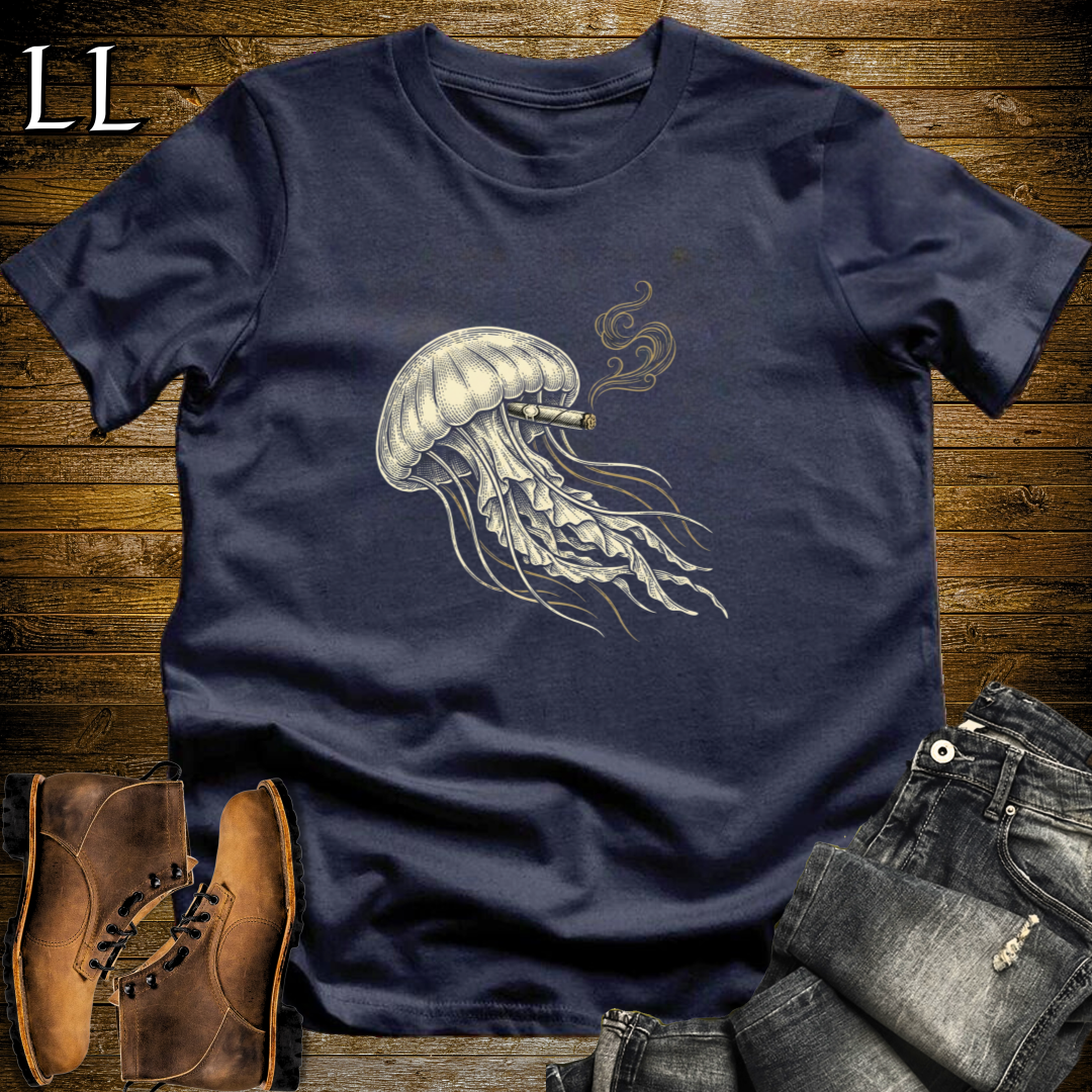 Vintage Cigar Jellyfish T-Shirt Navy | Cigar Jellyfish Graphic Tee
