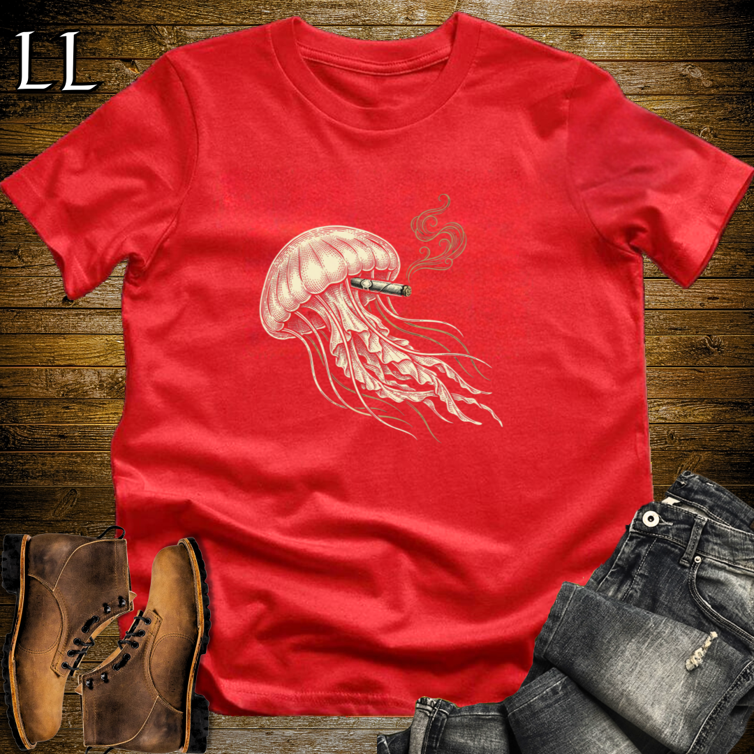 Vintage Cigar Jellyfish T-Shirt Red | Cigar Jellyfish Graphic Tee