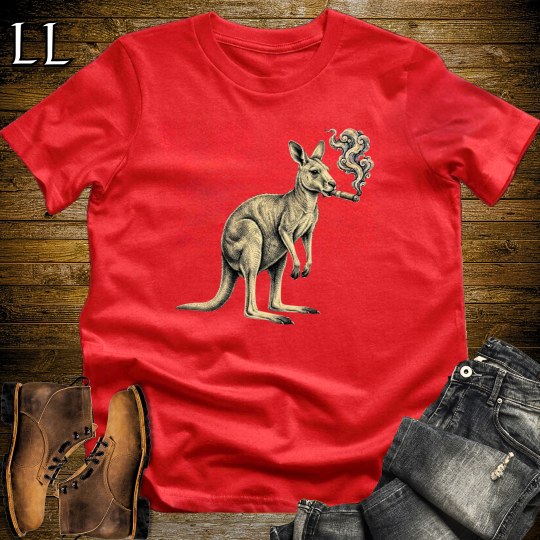 Vintage Cigar Kangaroo T-Shirt Red | Funny Cigar Gift Tee
