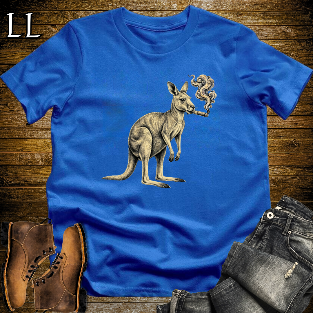 Vintage Cigar Kangaroo T-Shirt Royal | Funny Cigar Gift Tee