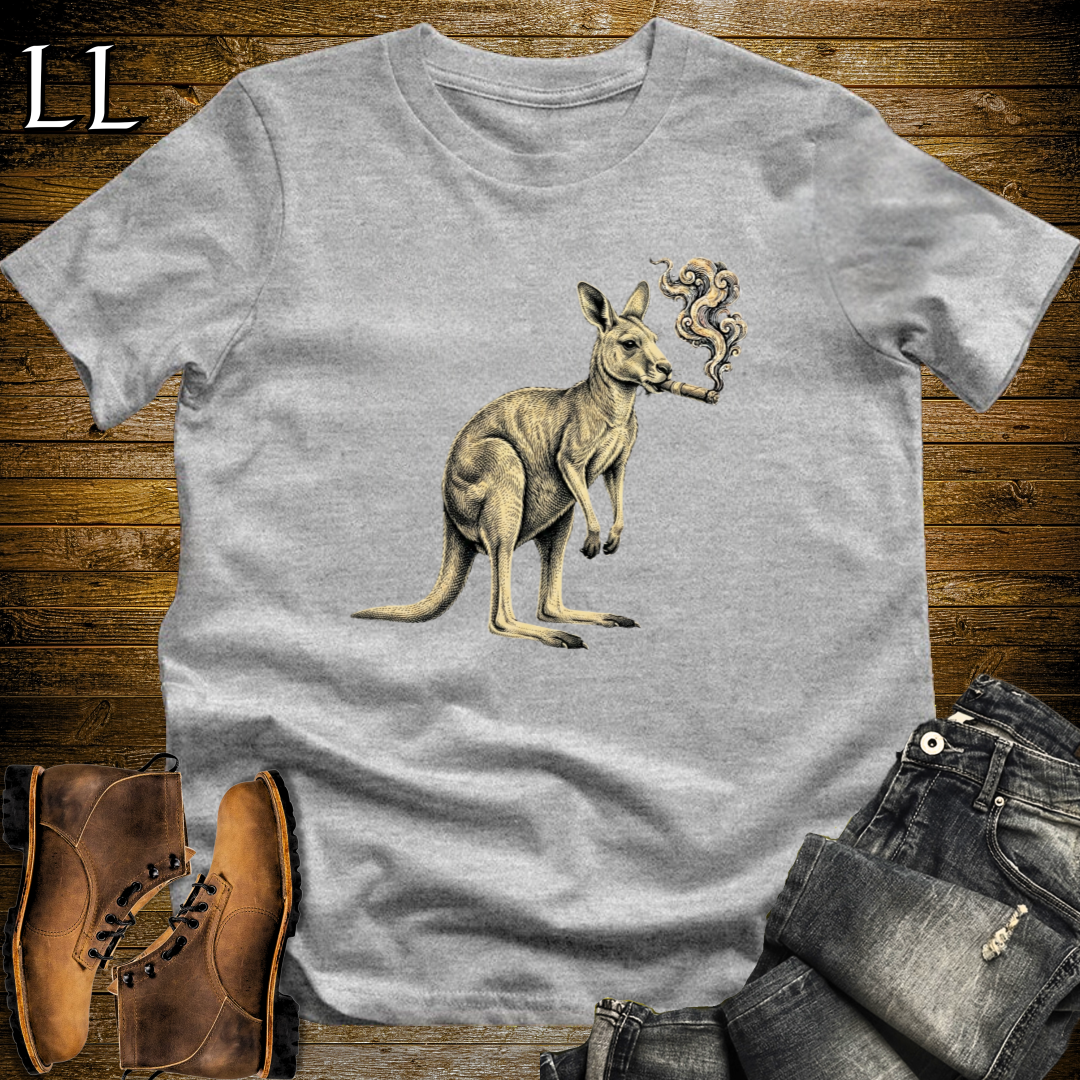 Vintage Cigar Kangaroo T-Shirt Sport Grey | Funny Cigar Gift Tee
