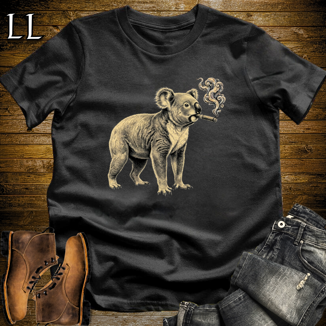 Vintage Cigar Koala T-Shirt Black | Cigar Koala Graphic Tee