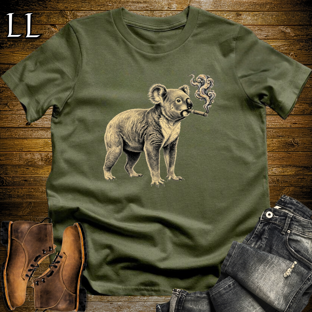 Vintage Cigar Koala T-Shirt Military Green | Cigar Koala Graphic Tee