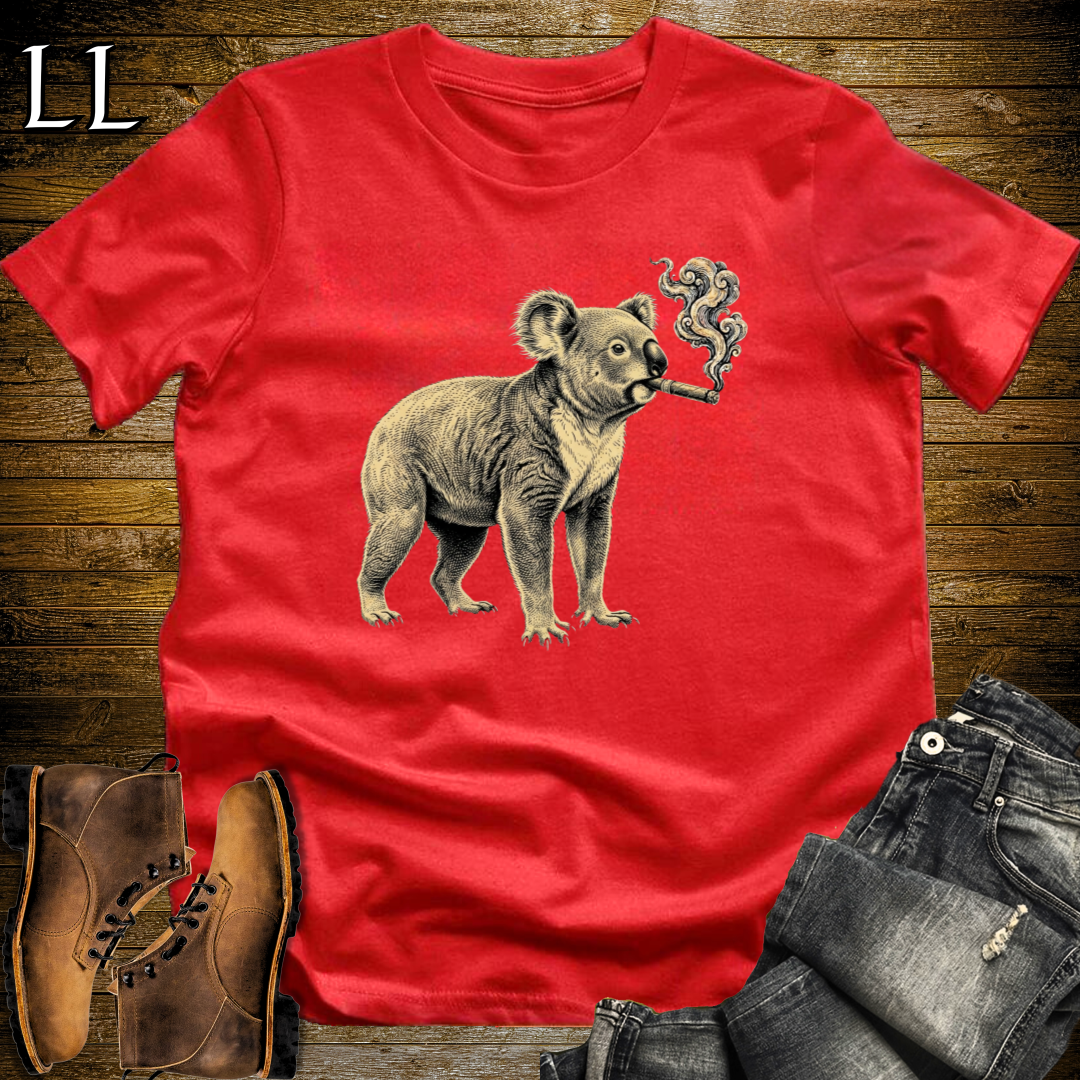 Vintage Cigar Koala T-Shirt Red | Cigar Koala Graphic Tee