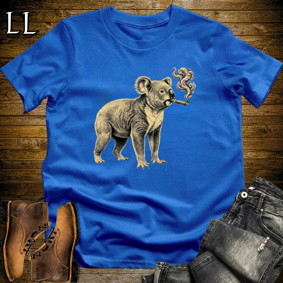 Vintage Cigar Koala T-Shirt Royal Blue | Cigar Koala Graphic Tee