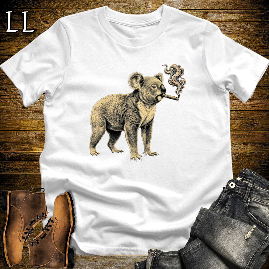 Vintage Cigar Koala T-Shirt White | Cigar Koala Graphic Tee