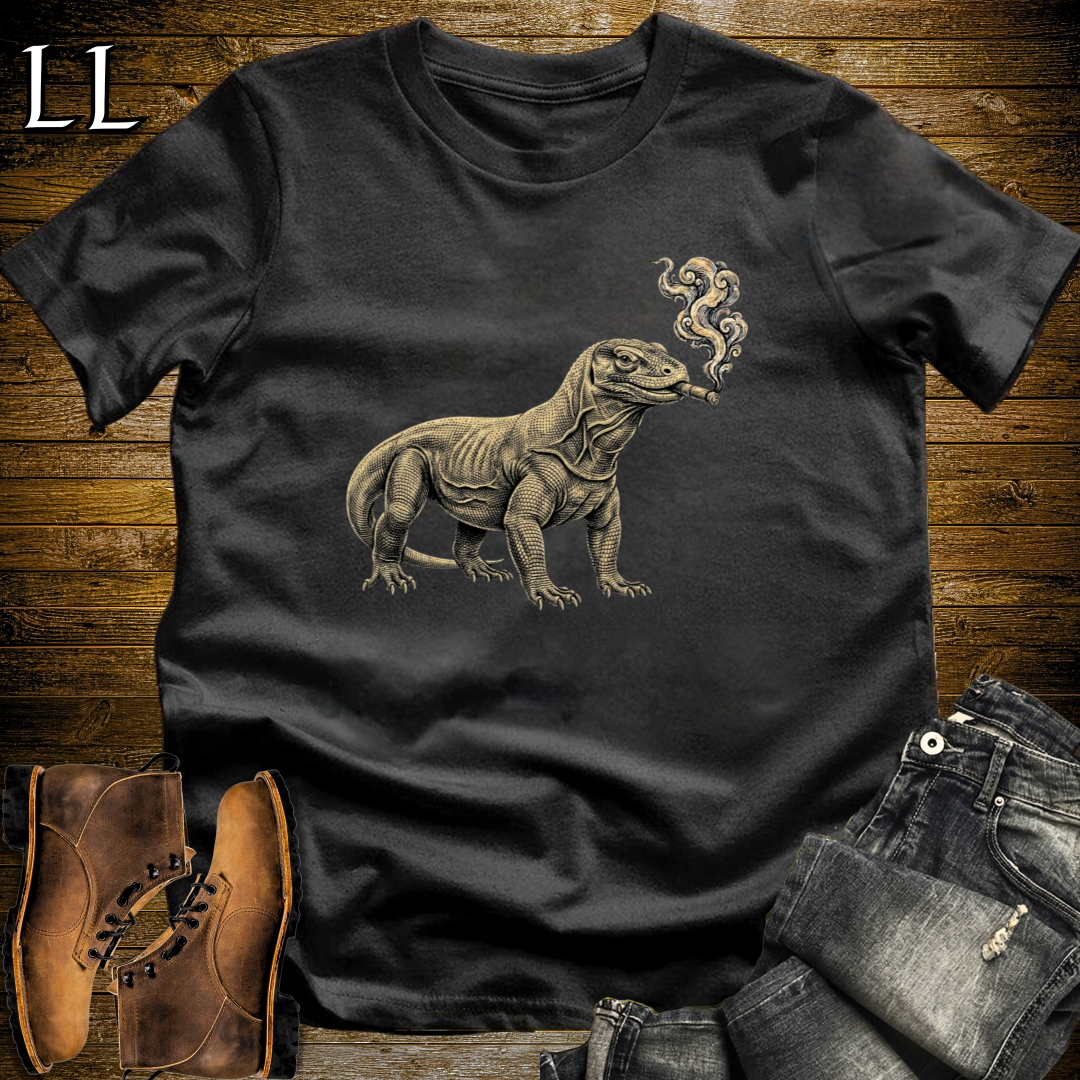 Vintage Cigar Komodo Dragon T-Shirt Black | Cigar Komodo Dragon Graphic Tee