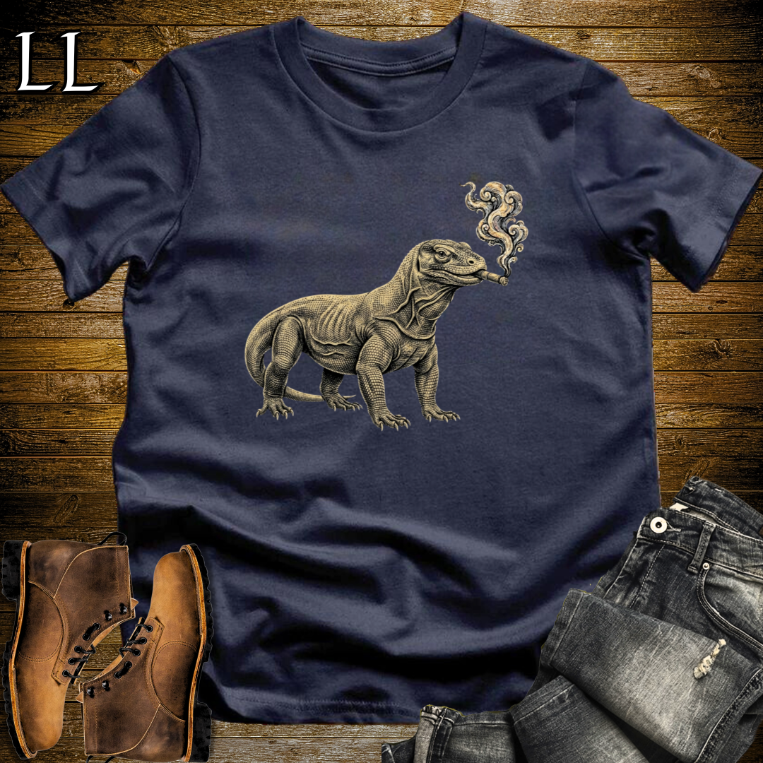 Vintage Cigar Komodo Dragon T-Shirt Navy | Cigar Komodo Dragon Graphic Tee