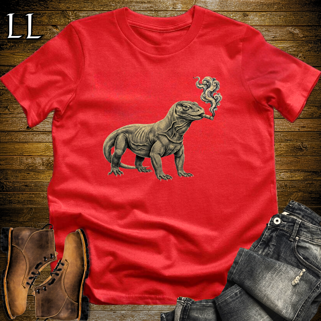 Vintage Cigar Komodo Dragon T-Shirt Red | Cigar Komodo Dragon Graphic Tee