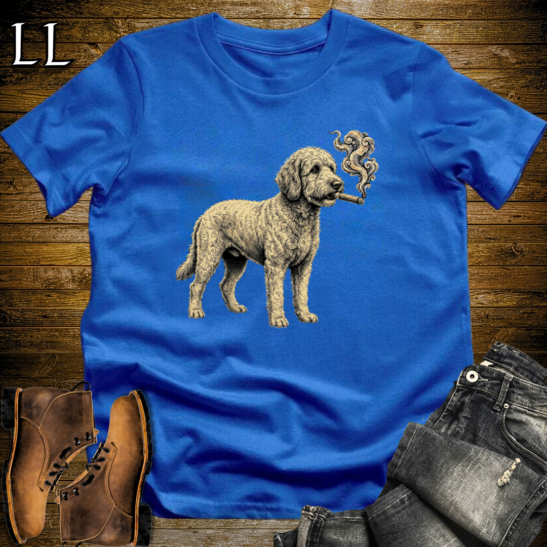 Vintage Cigar Labradoodle T-Shirt Royal | Cigar Dog Lover Gift Tee