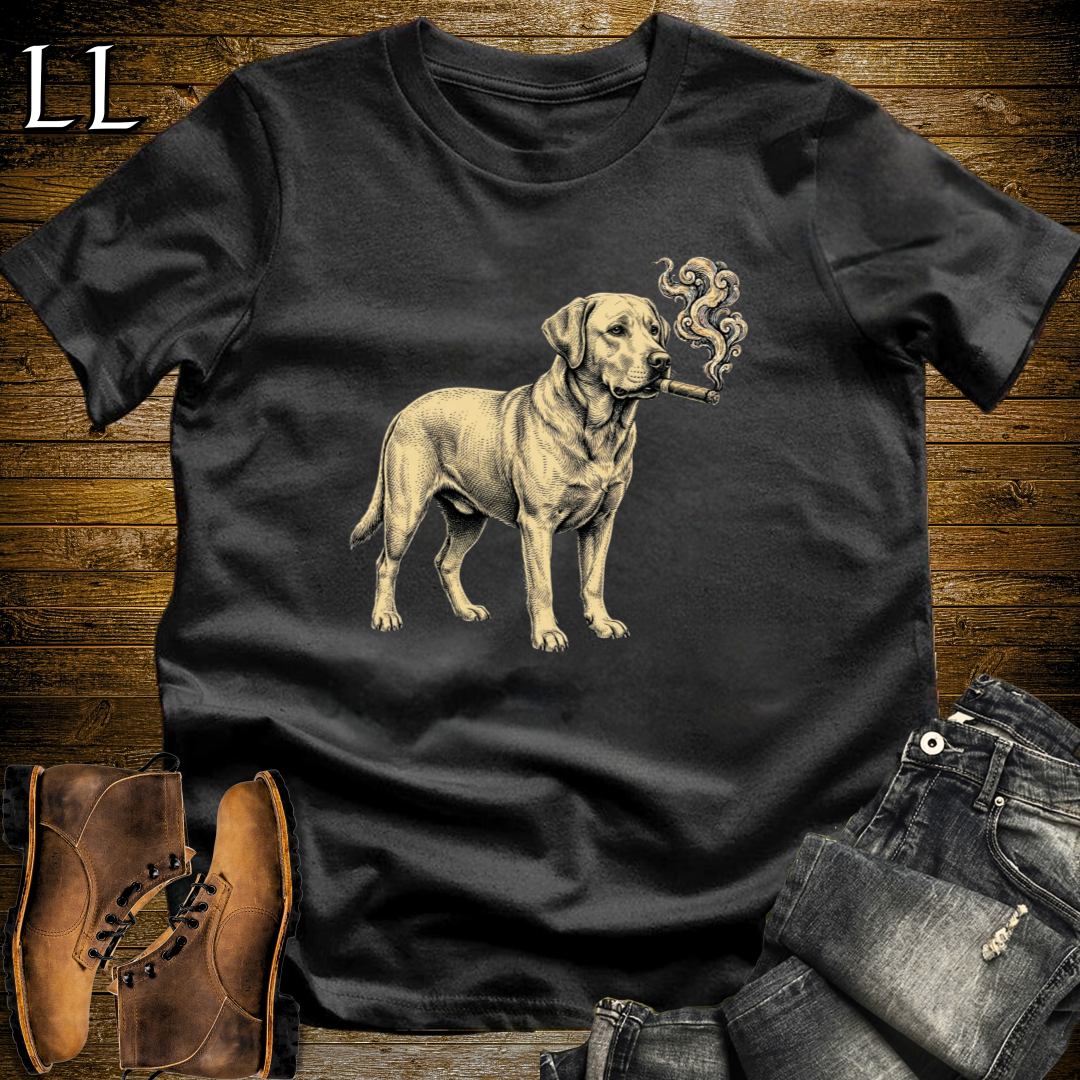 Vintage Cigar Labrador Retriever T-Shirt Black | Cigar Dog Lover Gift Tee