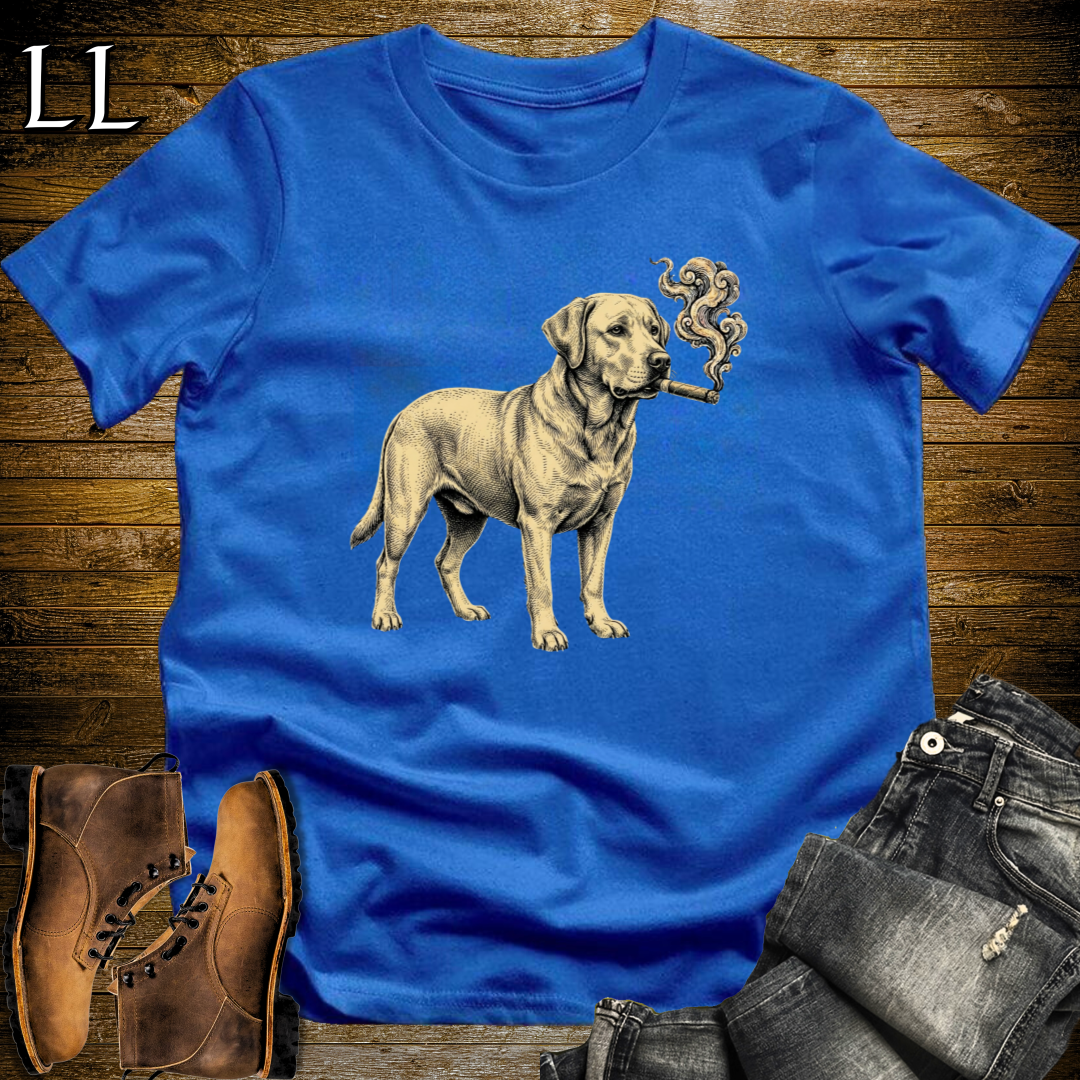 Vintage Cigar Labrador Retriever T-Shirt Royal | Cigar Dog Lover Gift Tee