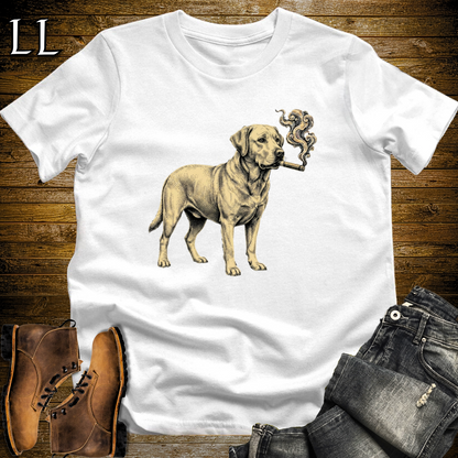 Vintage Cigar Labrador Retriever T-Shirt White | Cigar Dog Lover Gift Tee