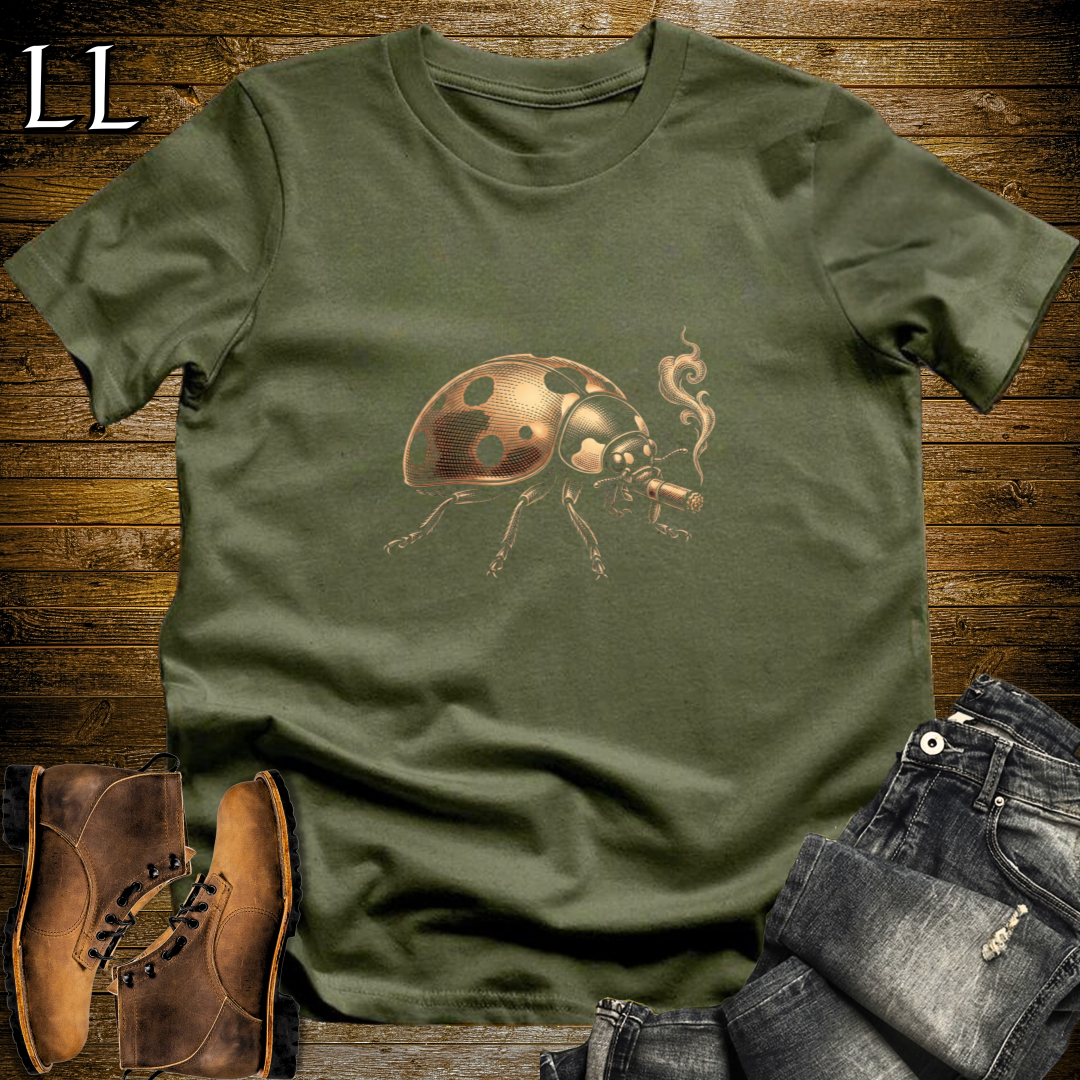 Vintage Cigar Ladybug T-Shirt Military Green | Cigar Lover Gift Tee