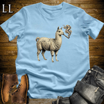 Vintage Cigar Llama T-Shirt Light Blue | Funny Cigar Animal Tee