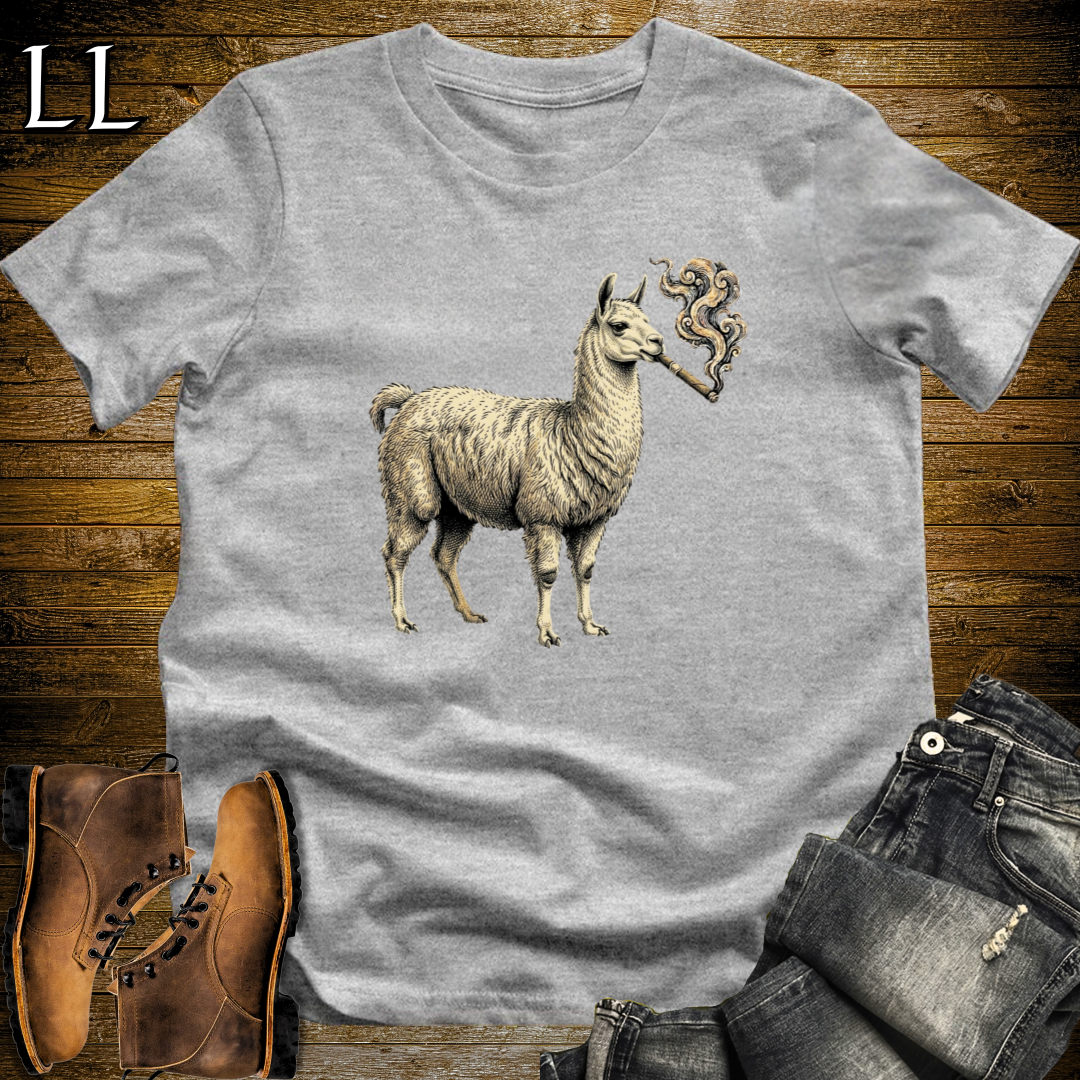 Vintage Cigar Llama T-Shirt Sport Grey | Funny Cigar Animal Tee