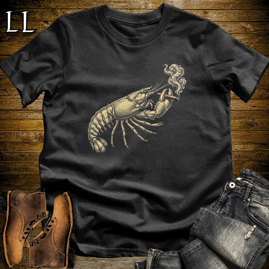 Vintage Cigar Lobster T-Shirt Black | Cigar Lover Gift Tee