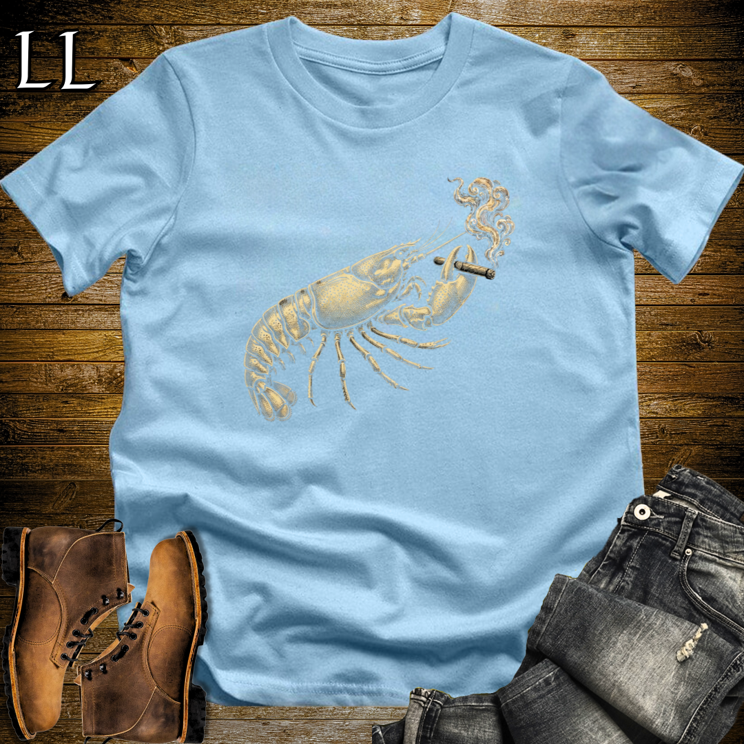 Vintage Cigar Lobster T-Shirt Light Blue | Cigar Lover Gift Tee