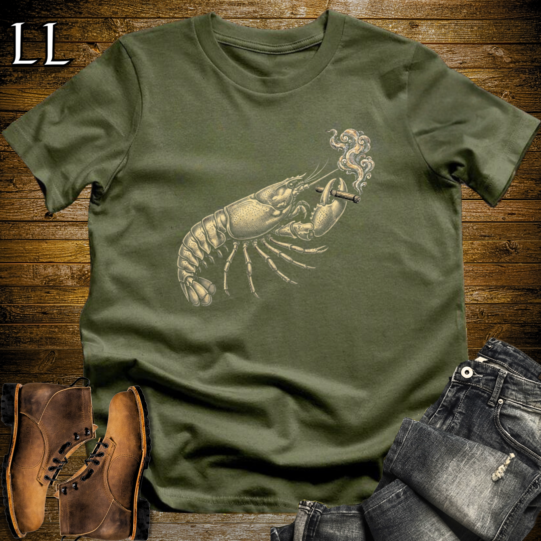Vintage Cigar Lobster T-Shirt Military Green | Cigar Lover Gift Tee