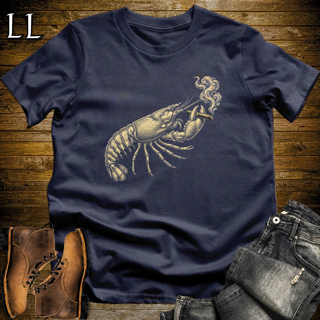Vintage Cigar Lobster T-Shirt Navy | Cigar Lover Gift Tee