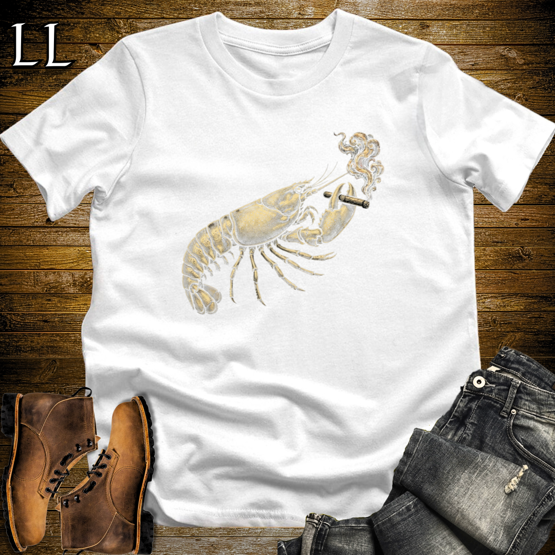 Vintage Cigar Lobster T-Shirt White | Cigar Lover Gift Tee