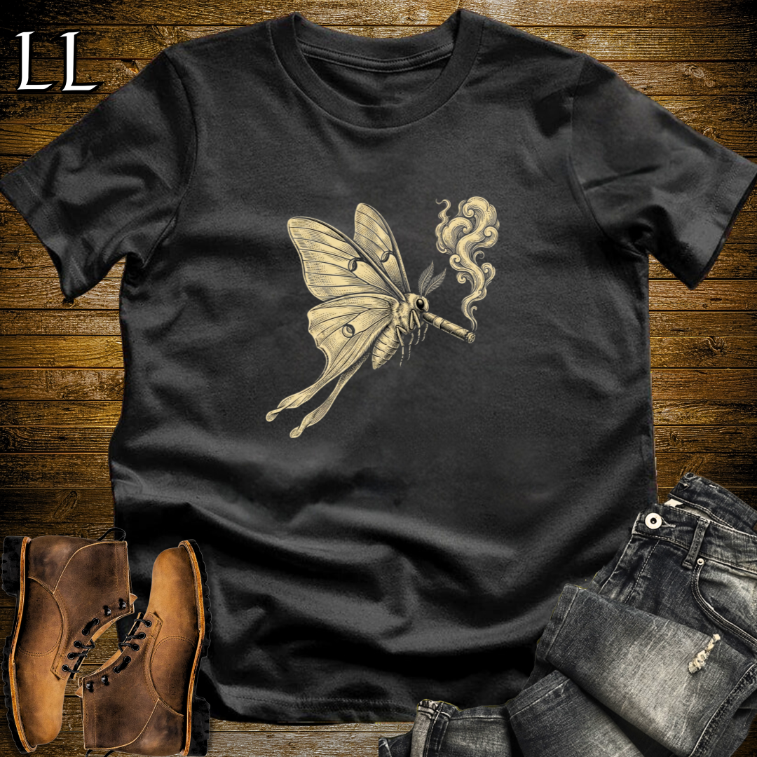 Vintage Cigar Luna Moth T-Shirt Black | Funny Cigar Animal Tee