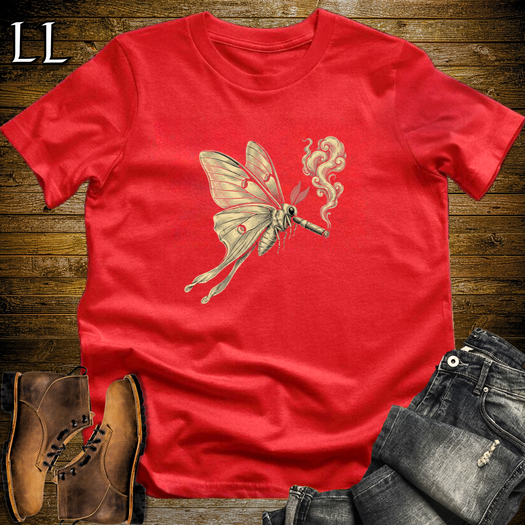 Vintage Cigar Luna Moth T-Shirt Red | Funny Cigar Animal Tee
