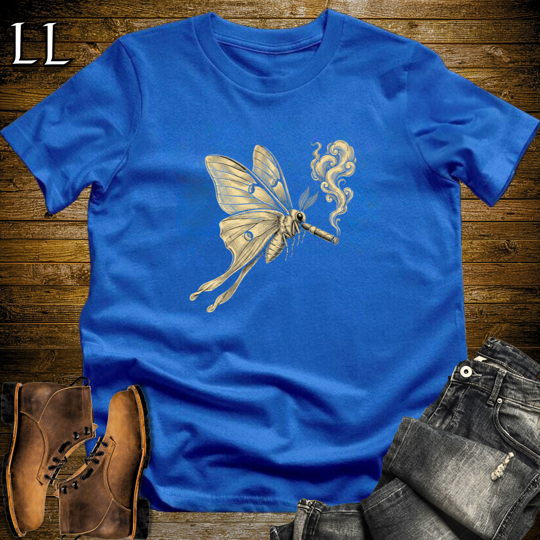 Vintage Cigar Luna Moth T-Shirt Royal | Funny Cigar Animal Tee