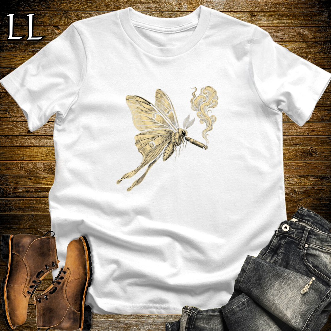 Vintage Cigar Luna Moth T-Shirt White | Funny Cigar Animal Tee