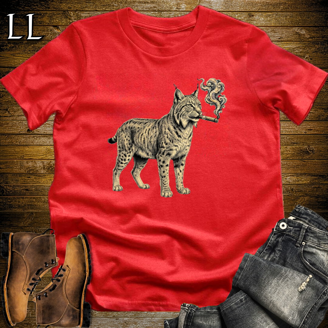 Vintage Cigar Lynx T-Shirt Red | Cigar Lover Gift Tee