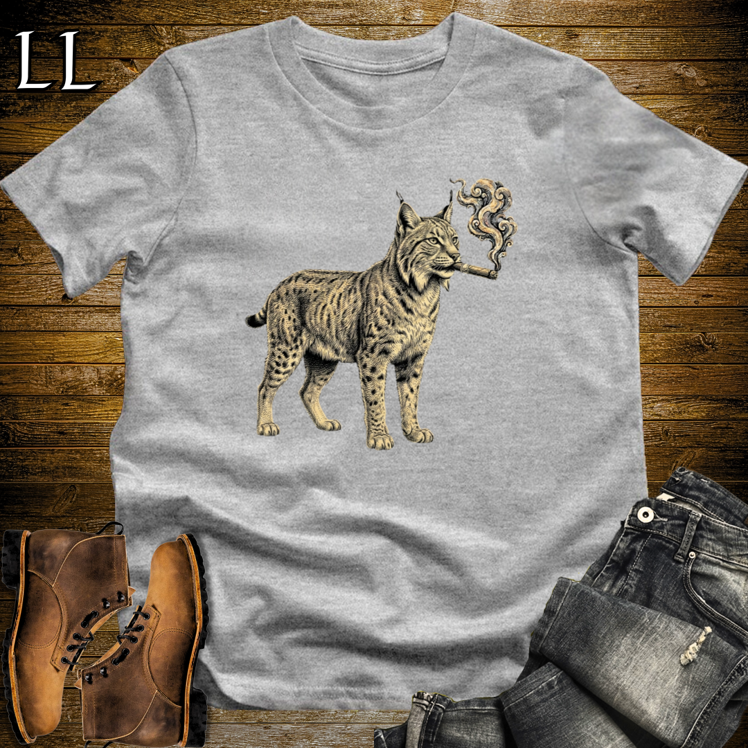 Vintage Cigar Lynx T-Shirt Sport Grey | Cigar Lover Gift Tee