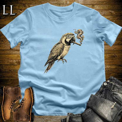 Vintage Cigar Macaw T-Shirt Light Blue | Funny Macaw Cigar Gift Tee