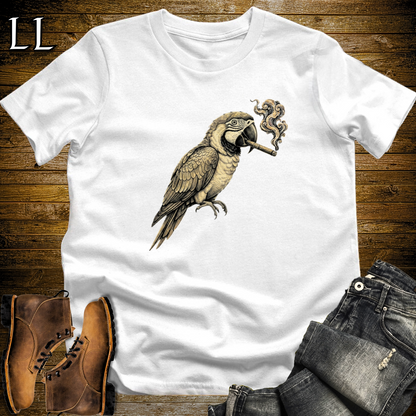 Vintage Cigar Macaw T-Shirt White | Funny Macaw Cigar Gift Tee