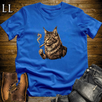 Vintage Cigar Maine Coon T-Shirt Royal Blue | Cat Lover Gift Tee