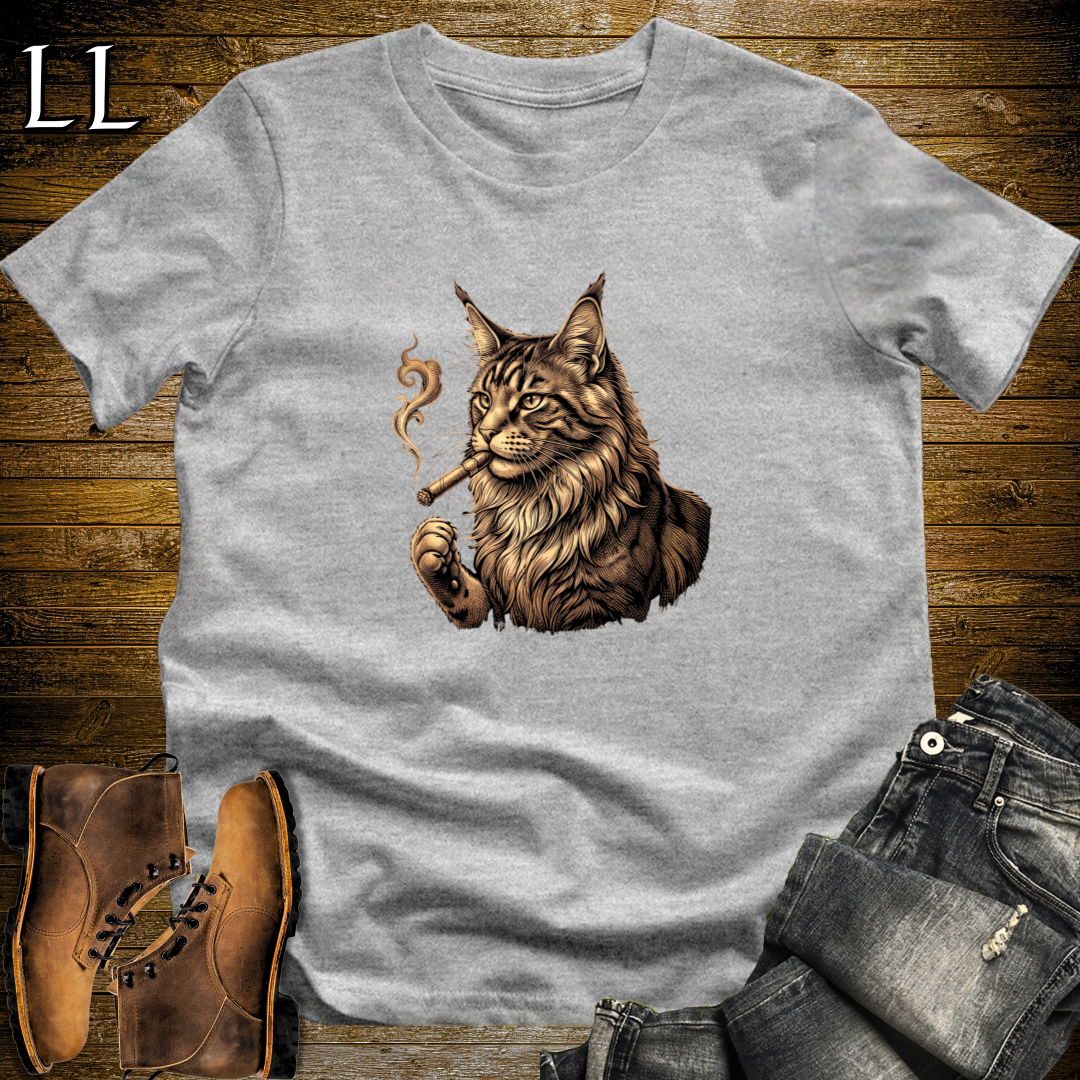 Vintage Cigar Maine Coon T-Shirt Sport Grey | Cat Lover Gift Tee