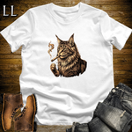 Vintage Cigar Maine Coon T-Shirt White | Cat Lover Gift Tee