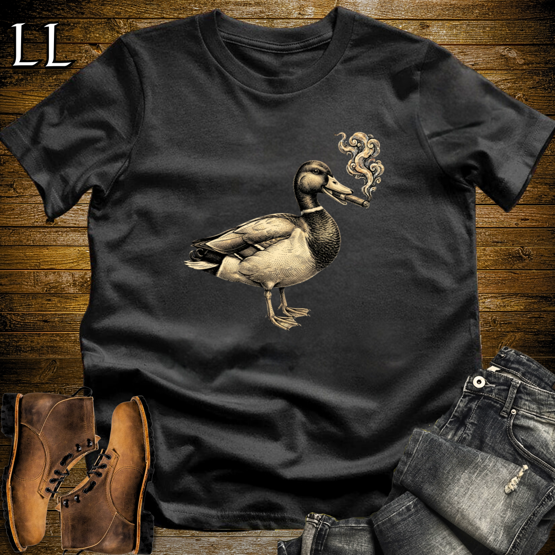 Vintage Cigar Mallard Duck T-Shirt Black | Cigar Lover Tee