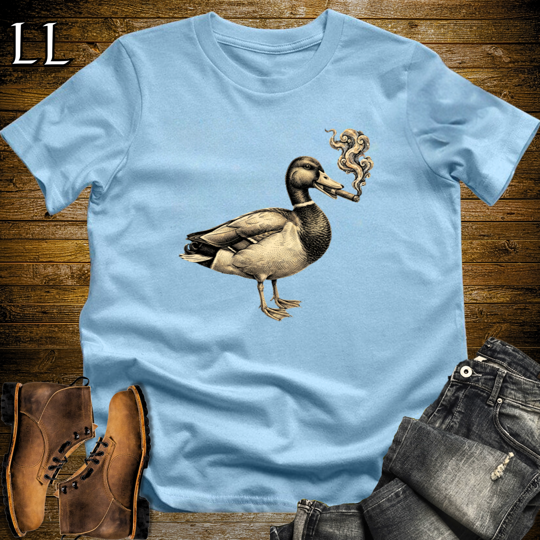 Vintage Cigar Mallard Duck T-Shirt Light Blue | Cigar Lover Tee