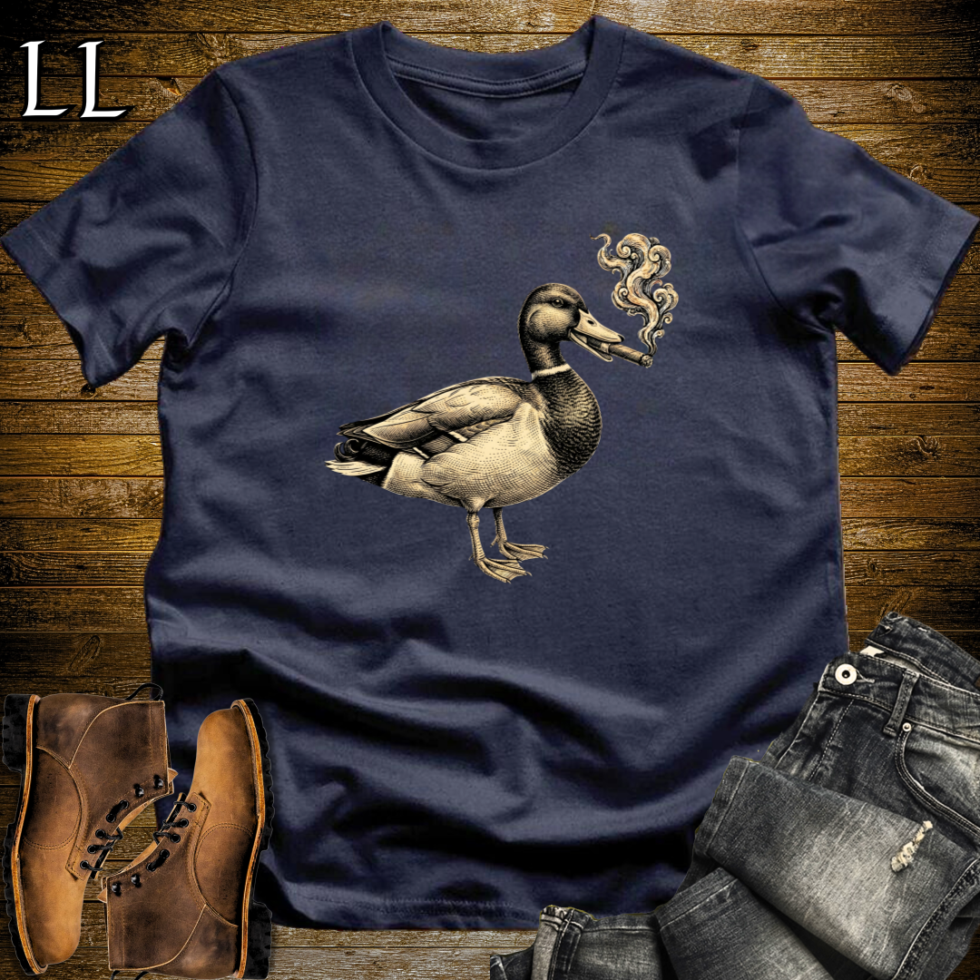 Vintage Cigar Mallard Duck T-Shirt Navy | Cigar Lover Tee