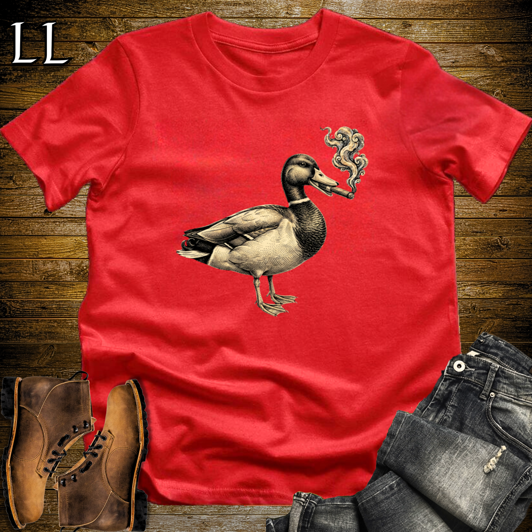 Vintage Cigar Mallard Duck T-Shirt Red | Cigar Lover Tee